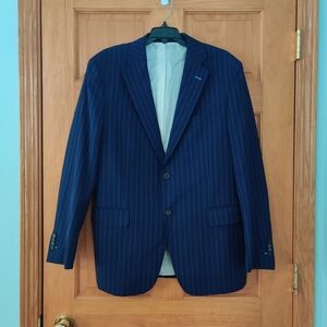 Suitsupply Men's Navy Pinstripe Suit Pure Wool, Single Breasted, Size US 42R